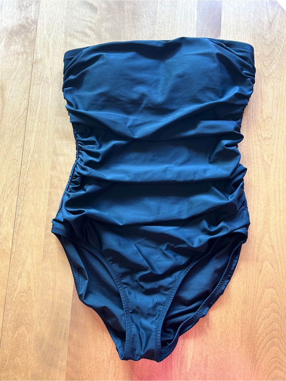 J.Crew Gemma Ruched Bandeau One-Piece Swimsuit. Black Size 8 Worn Once! - Picture 2 of 12